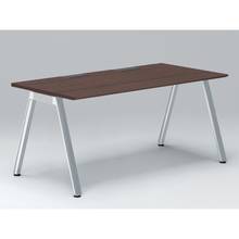 アフィーノ パーソナルデスク JVD-1608HWPN-PY 角型 アルミミラー脚 1600×800 ［天板：ブラックウォールナットD］