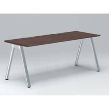 アフィーノ パーソナルデスク JVD-1807HWPN-PY 角型 アルミミラー脚 1800×700 ［天板：ブラックウォールナットD］