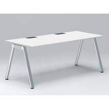 アフィーノ パーソナルデスク JVD-1808HWPN-PL 角型 アルミミラー脚 1800×800 ［天板：ホワイトW］