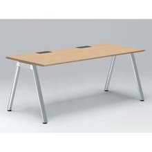 アフィーノ パーソナルデスク JVD-1808HWPN-PX 角型 アルミミラー脚 1800×800 ［天板：ホワイトオークM］