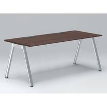 アフィーノ パーソナルデスク JVD-1808HWPN-PY 角型 アルミミラー脚 1800×800 ［天板：ブラックウォールナットD］