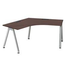 アフィーノ パーソナルデスク JVD-2277SWPN-PY 120度オペレーション  アルミミラー脚 ［天板：ブラックウォールナットD］