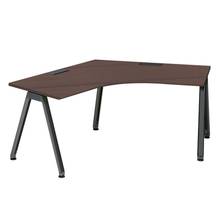 アフィーノ パーソナルデスク JVD-2277SWTN-TY 120度オペレーション  アルミ塗装脚 ［天板：ブラックウォールナットD］