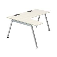 アフィーノ パーソナルデスク JVD-6474KRWPNPH 90度オペレーション(7/4) 右凸 アルミミラー脚 ［天板：アッシュドパインL］