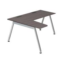 アフィーノ パーソナルデスク JVD-6474KRWPNPR 90度オペレーション(7/4) 右凸 アルミミラー脚 ［天板：アッシュドオークD］