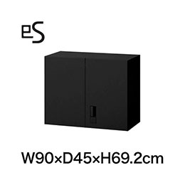 eS cabinet エスキャビネット 両開き扉型 上段用 スマートロック  幅90cm 奥行45cm 高さ69.2cm 色：ブラック ［T1/サテンブラックT］