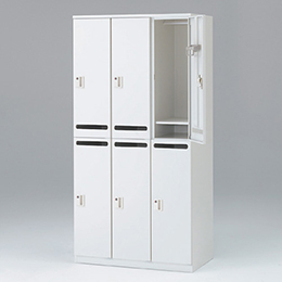 M型ロッカー/6人用 パーソナルロッカー（縦長） H180cm（シリンダー錠タイプ） ［W9/ホワイトW］