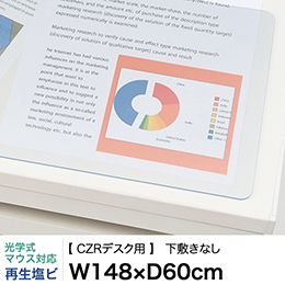 デスクマット（CZRデスク用）光学式マウス対応再生塩ビタイプ 下敷きなし 幅1480×奥行600mm ［CZR_W150×D700mm用］