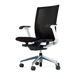 ヴェントチェア （ Vento chair ） KE-837JA-ZWT1T2 ストライプレイヤーファブリック （ランバーサポートなし）/可動肘付/アルミ脚（アルミミラー） ［ZW×T2_オフブラックT］