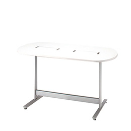 メディワークテーブル 両アール型/配線対応天板タイプ W160×D80cm ［W9×W9/ホワイトW］