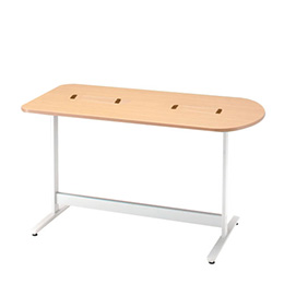 メディワークテーブル 片アール型/配線対応天板タイプ W160×D80cm ［W9×W9/ホワイトW］