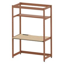 コモンファニチャー　CUC-127GKH3-RD　シェルフデスク 棚付タイプ 単体 木目天板　W1200×D700×H1800［オレンジ×オークライト］