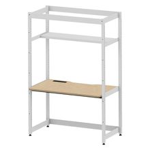 コモンファニチャー　CUC-127GKH3-WD　シェルフデスク 棚付タイプ 単体 木目天板　W1200×D700×H1800［ホワイトグレー×オークライト］