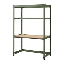 コモンファニチャー　CUC-127GKHN-QD　シェルフデスク 棚なしタイプ 単体 木目天板　W1200×D700×H1800［グリーン×オークライト］