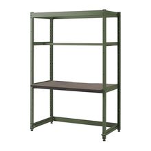 コモンファニチャー　CUC-127GKHN-QN　シェルフデスク 棚なしタイプ 単体 木目天板　W1200×D700×H1800［グリーン×ノルディックバーチ］