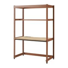 コモンファニチャー　CUC-127GKHN-RD　シェルフデスク 棚なしタイプ 単体 木目天板　W1200×D700×H1800［オレンジ×オークライト］