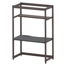 コモンファニチャー　CUC-127GNH3-HC　シェルフデスク 棚付タイプ 単体 樹脂エッジ　W1200×D700×H1800［ブラウン×ダークグレー］