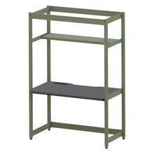 コモンファニチャー　CUC-127GNH3-QC　シェルフデスク 棚付タイプ 単体 樹脂エッジ　W1200×D700×H1800［グリーン×ダークグレー］