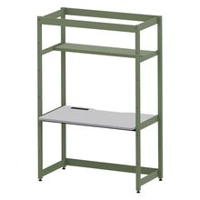 コモンファニチャー　CUC-127GNH3-QF　シェルフデスク 棚付タイプ 単体 樹脂エッジ　W1200×D700×H1800［グリーン×ライトグレー］