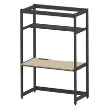 コモンファニチャー　CUC-127GNH3-TE　シェルフデスク 棚付タイプ 単体 樹脂エッジ　W1200×D700×H1800［ブラック×ベージュ］