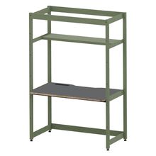 コモンファニチャー　CUC-127GWH3-QC　シェルフデスク 棚付タイプ 単体　W1200×D700×H1800［グリーン×ダークグレー］