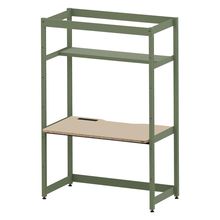 コモンファニチャー　CUC-127GWH3-QE　シェルフデスク 棚付タイプ 単体　W1200×D700×H1800［グリーン×ベージュ］