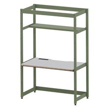 コモンファニチャー　CUC-127GWH3-QF　シェルフデスク 棚付タイプ 単体　W1200×D700×H1800［グリーン×ライトグレー］