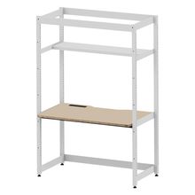 コモンファニチャー　CUC-127GWH3-WE　シェルフデスク 棚付タイプ 単体　W1200×D700×H1800［ホワイトグレー×ベージュ］