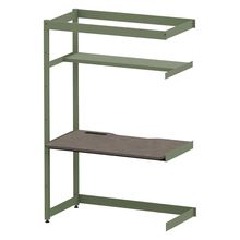 コモンファニチャー　CUC-127TKH3-QN　シェルフデスク 棚付タイプ 連増 木目天板　W1200×D700×H1800［グリーン×ノルディックバーチ］