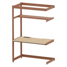 コモンファニチャー　CUC-127TKH3-RD　シェルフデスク 棚付タイプ 連増 木目天板　W1200×D700×H1800［オレンジ×オークライト］