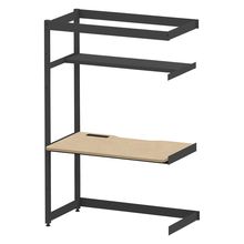 コモンファニチャー　CUC-127TKH3-TD　シェルフデスク 棚付タイプ 連増 木目天板　W1200×D700×H1800［ブラック×オークライト］