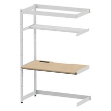 コモンファニチャー　CUC-127TKH3-WD　シェルフデスク 棚付タイプ 連増 木目天板　W1200×D700×H1800［ホワイトグレー×オークライト］