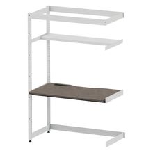 コモンファニチャー　CUC-127TKH3-WN　シェルフデスク 棚付タイプ 連増 木目天板　W1200×D700×H1800［ホワイトグレー×ノルディックバーチ］