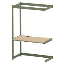 コモンファニチャー　CUC-127TKHN-QD　シェルフデスク 棚なしタイプ 連増 木目天板　W1200×D700×H1800［グリーン×オークライト］