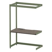 コモンファニチャー　CUC-127TKHN-QN　シェルフデスク 棚なしタイプ 連増 木目天板　W1200×D700×H1800［グリーン×ノルディックバーチ］