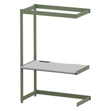 コモンファニチャー　CUC-127TNHN-QF　シェルフデスク 棚なしタイプ 連増 樹脂エッジ　W1200×D700×H1800［グリーン×ライトグレー］