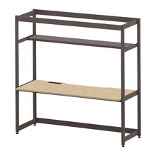 コモンファニチャー　CUC-187GKH3-HD　シェルフデスク 棚付タイプ 単体 木目天板　W1800×D700×H1800［ブラウン×オークライト］