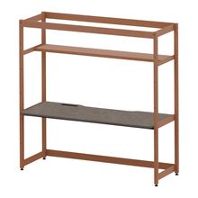 コモンファニチャー　CUC-187GKH3-RN　シェルフデスク 棚付タイプ 単体 木目天板　W1800×D700×H1800［オレンジ×ノルディックバーチ］