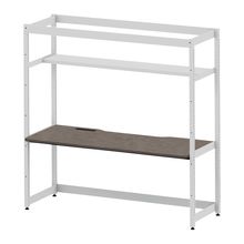 コモンファニチャー　CUC-187GKH3-WN　シェルフデスク 棚付タイプ 単体 木目天板　W1800×D700×H1800［ホワイトグレー×ノルディックバーチ］