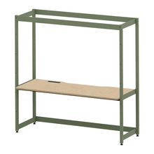 コモンファニチャー　CUC-187GKHN-QD　シェルフデスク 棚なしタイプ 単体 木目天板　W1800×D700×H1800［グリーン×オークライト］