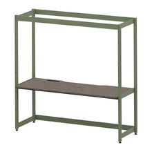 コモンファニチャー　CUC-187GKHN-QN　シェルフデスク 棚なしタイプ 単体 木目天板　W1800×D700×H1800［グリーン×ノルディックバーチ］