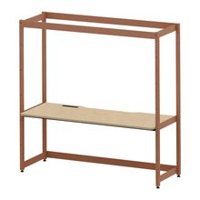 コモンファニチャー　CUC-187GKHN-RD　シェルフデスク 棚なしタイプ 単体 木目天板　W1800×D700×H1800［オレンジ×オークライト］