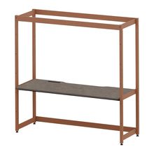 コモンファニチャー　CUC-187GKHN-RN　シェルフデスク 棚なしタイプ 単体 木目天板　W1800×D700×H1800［オレンジ×ノルディックバーチ］