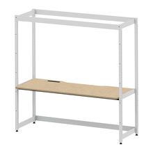 コモンファニチャー　CUC-187GKHN-WD　シェルフデスク 棚なしタイプ 単体 木目天板　W1800×D700×H1800［ホワイトグレー×オークライト］