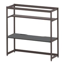 コモンファニチャー　CUC-187GNH3-HC　シェルフデスク 棚付タイプ 単体 樹脂エッジ　W1800×D700×H1800［ブラウン×ダークグレー］