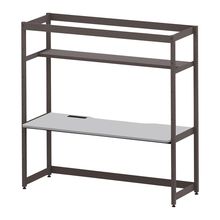 コモンファニチャー　CUC-187GNH3-HF　シェルフデスク 棚付タイプ 単体 樹脂エッジ　W1800×D700×H1800［ブラウン×ライトグレー］