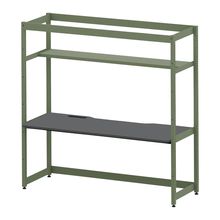 コモンファニチャー　CUC-187GNH3-QC　シェルフデスク 棚付タイプ 単体 樹脂エッジ　W1800×D700×H1800［グリーン×ダークグレー］