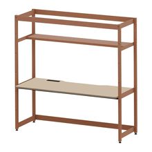 コモンファニチャー　CUC-187GNH3-RE　シェルフデスク 棚付タイプ 単体 樹脂エッジ　W1800×D700×H1800［オレンジ×ベージュ］