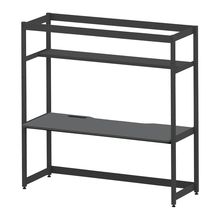 コモンファニチャー　CUC-187GNH3-TC　シェルフデスク 棚付タイプ 単体 樹脂エッジ　W1800×D700×H1800［ブラック×ダークグレー］