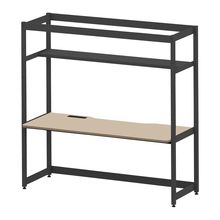 コモンファニチャー　CUC-187GNH3-TE　シェルフデスク 棚付タイプ 単体 樹脂エッジ　W1800×D700×H1800［ブラック×ベージュ］